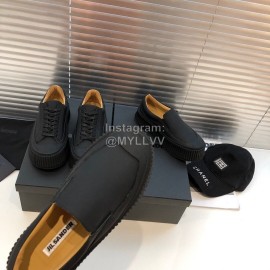 Jil Sander Fashion Black Calf Leather Thick Soled Casual Shoes For Women 