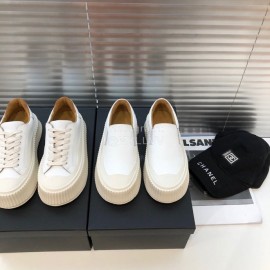 Jil Sander Fashion Calf Leather Thick Soled Casual Shoes White For Women 