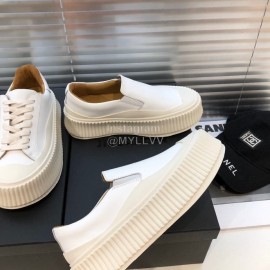 Jil Sander Fashion Calf Leather Thick Soled Casual Shoes White For Women 