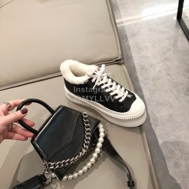 Jil Sander Fashion Calf Leather Wool Thick Soled Casual Shoes For Women Black