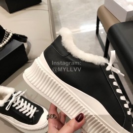 Jil Sander Fashion Calf Leather Wool Thick Soled Casual Shoes For Women Black