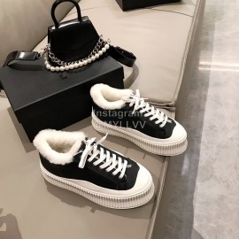 Jil Sander Fashion Calf Leather Wool Thick Soled Casual Shoes For Women Black