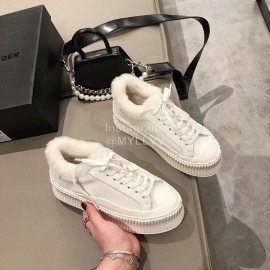 Jil Sander Fashion Calf Leather Wool Thick Soled Casual Shoes For Women White