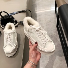 Jil Sander Fashion Calf Leather Wool Thick Soled Casual Shoes For Women White