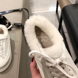 Jil Sander Fashion Calf Leather Wool Thick Soled Casual Shoes For Women White