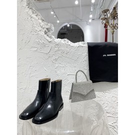 Jil Sander Black Leather Chelsea Short Boots For W..