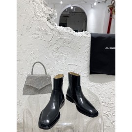 Jil Sander Black Leather Chelsea Short Boots For Women 