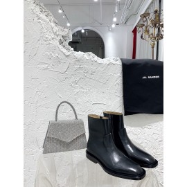 Jil Sander Black Leather Chelsea Short Boots For Women 