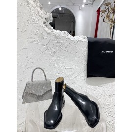 Jil Sander Black Leather Chelsea Short Boots For Women 