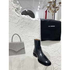 Jil Sander Black Leather Chelsea Short Boots For Women 