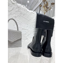 Jil Sander Black Leather Chelsea Short Boots For Women 