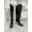 Jil Sander Winter Black Leather High Heel Long Boots For Women 