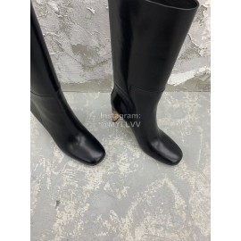 Jil Sander Winter Leather High Heel Long Boots For Women Black