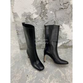 Jil Sander Winter Leather High Heel Long Boots For Women Black