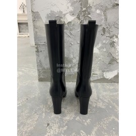 Jil Sander Winter Leather High Heel Long Boots For Women Black