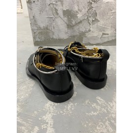 Jil Sander Fashion Gold Chain Black Leather Shoes For Women 
