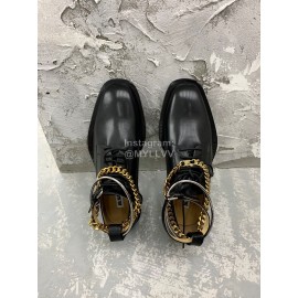 Jil Sander Fashion Gold Chain Black Leather Shoes For Women 