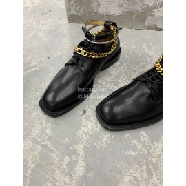 Jil Sander Fashion Gold Chain Black Leather Shoes For Women 