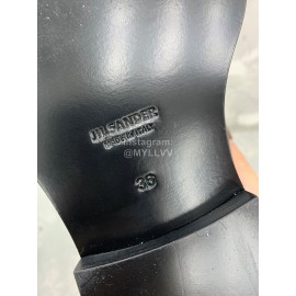 Jil Sander Fashion Gold Chain Black Leather Shoes For Women 