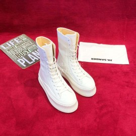 Jil Sander Winter New White Calf Leather Boots For Women 