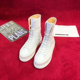 Jil Sander Winter New White Calf Leather Boots For Women 