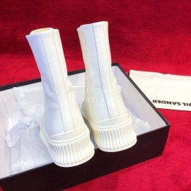 Jil Sander Winter New White Calf Leather Boots For Women 