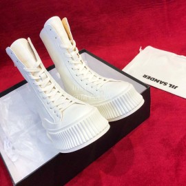 Jil Sander Winter New White Calf Leather Boots For Women 