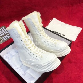 Jil Sander Winter New Leather Warm Wool Boots For Women White