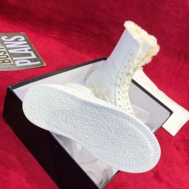 Jil Sander Winter New Leather Warm Wool Boots For Women White