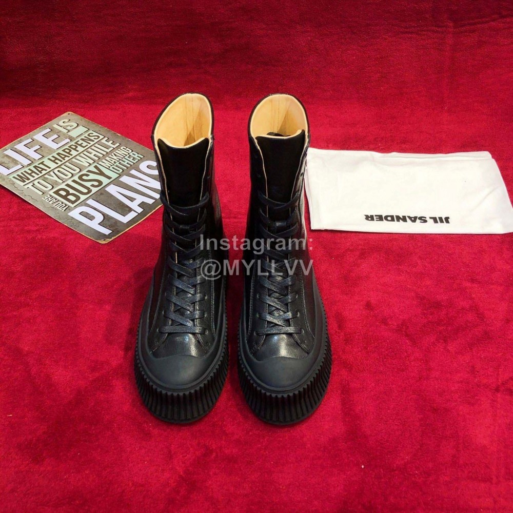 Jil Sander Winter New Black Calf Leather Boots For Women 
