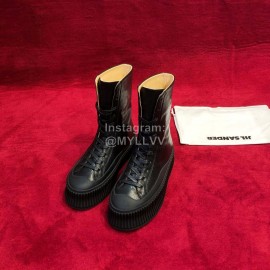 Jil Sander Winter New Black Calf Leather Boots For Women 