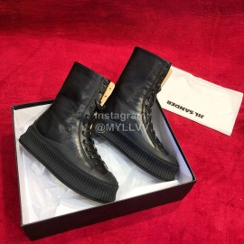 Jil Sander Winter New Black Calf Leather Boots For Women 