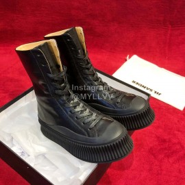 Jil Sander Winter New Black Calf Leather Boots For Women 