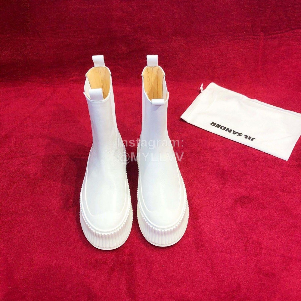 Jil Sander Winter Autumn New White Leather Boots For Women 