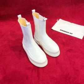 Jil Sander Winter Autumn New White Leather Boots For Women 