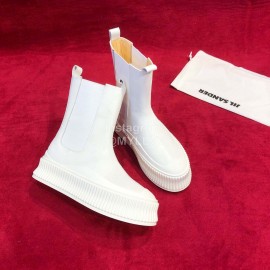 Jil Sander Winter Autumn New White Leather Boots For Women 