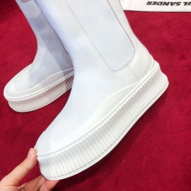 Jil Sander Winter Autumn New White Leather Boots For Women 