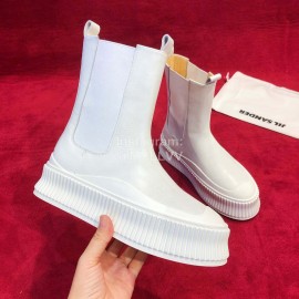 Jil Sander Winter Autumn New White Leather Boots For Women 