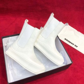 Jil Sander Winter Autumn New White Leather Boots For Women 
