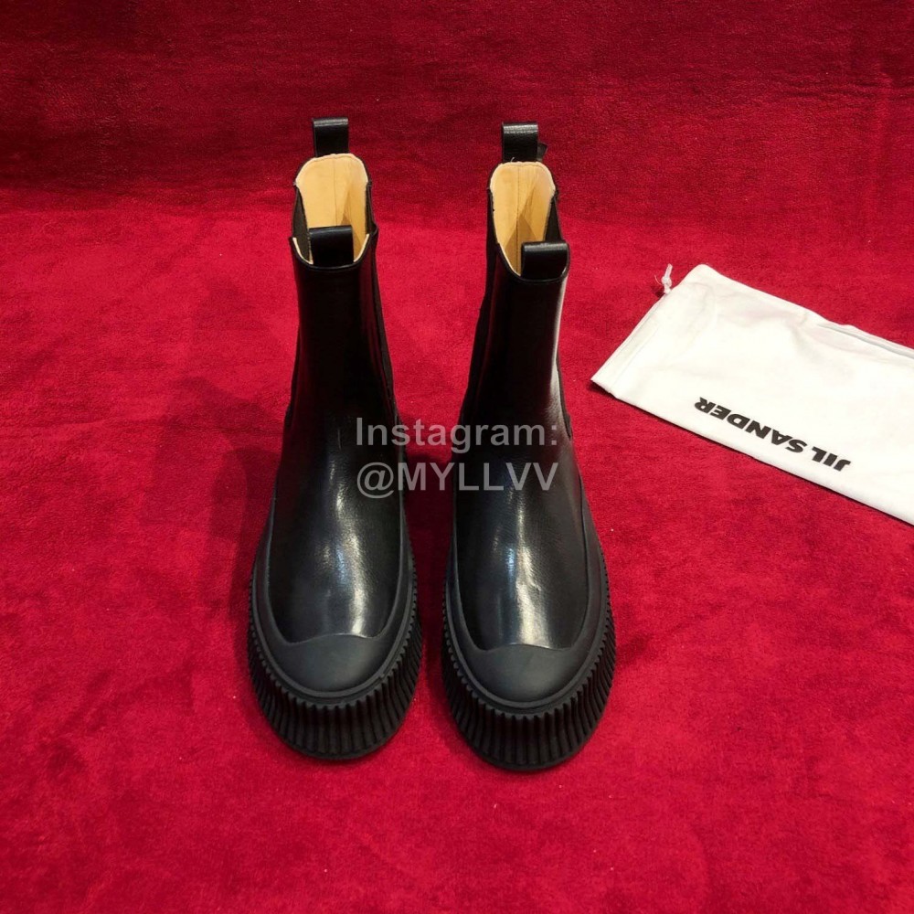 Jil Sander Winter Autumn New Black Leather Boots For Women 