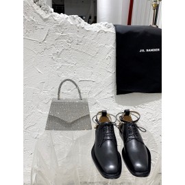 Jil Sander New Gold Chain Black Calf Leather Shoes For Women 