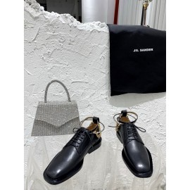 Jil Sander New Gold Chain Black Calf Leather Shoes For Women 