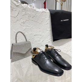Jil Sander New Gold Chain Black Calf Leather Shoes For Women 