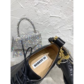 Jil Sander New Gold Chain Black Calf Leather Shoes For Women 