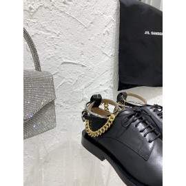 Jil Sander New Gold Chain Black Calf Leather Shoes For Women 