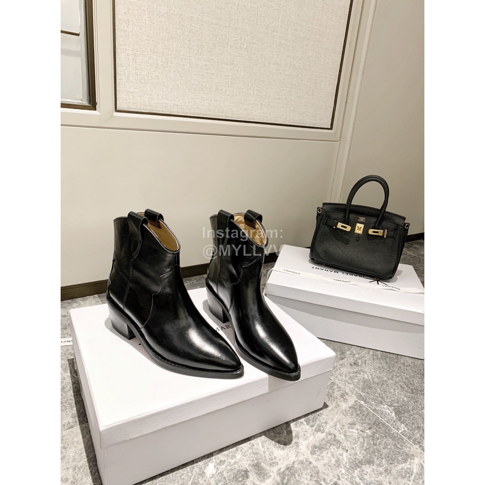 Jil Sander Winter Autumn New Black Leather High Heel Pointed Boots For Women 