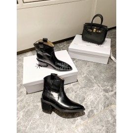 Jil Sander Winter Autumn New Black Leather High Heel Pointed Boots For Women 