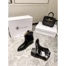 Jil Sander Winter Autumn New Black Leather High Heel Pointed Boots For Women 