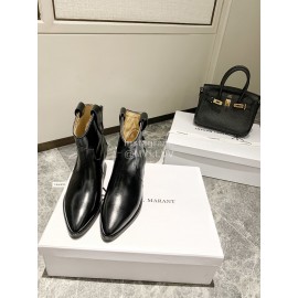 Jil Sander Winter Autumn New Black Leather High Heel Pointed Boots For Women 