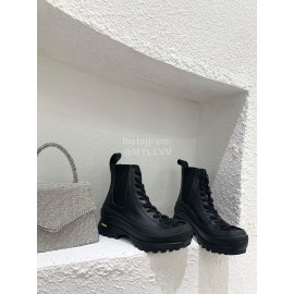Jil Sander Winter Autumn Leather Thick Soled Short Boots For Women Black